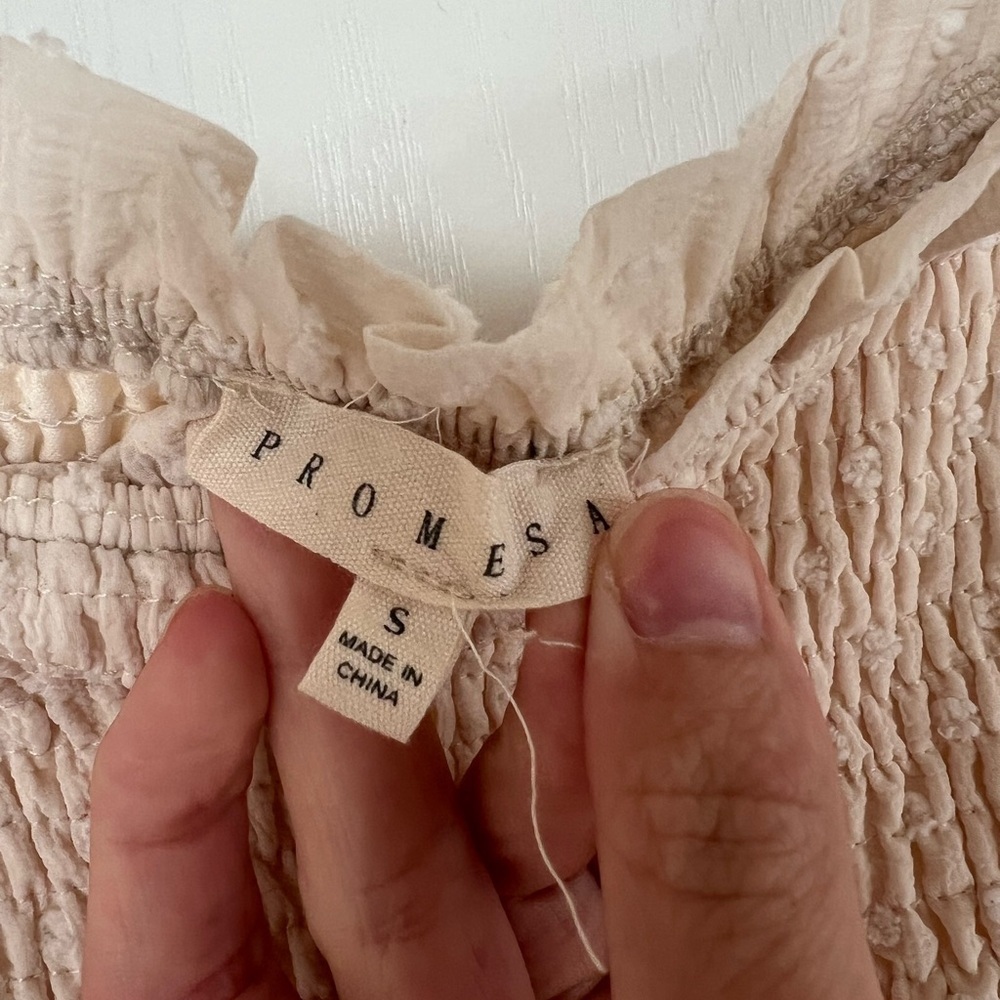 Promesa Women’s Cream Balloon Sleeve Blouse Size Small - Picture 2 of 2